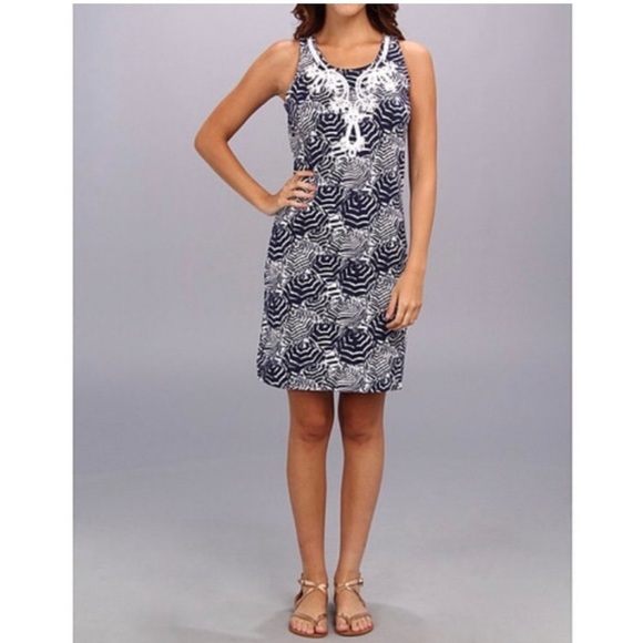 Lilly Pulitzer Oh Cabana Bot Umbrella Print Blue and White Foster Shift Dress XS - Picture 12 of 17